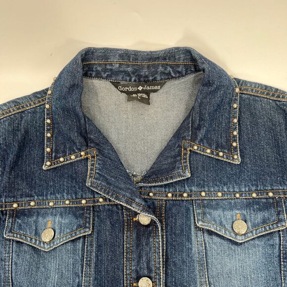 Gordon James Blue Embroidered Button-Up Denim Jacket | Size L - Picture 7 of 8